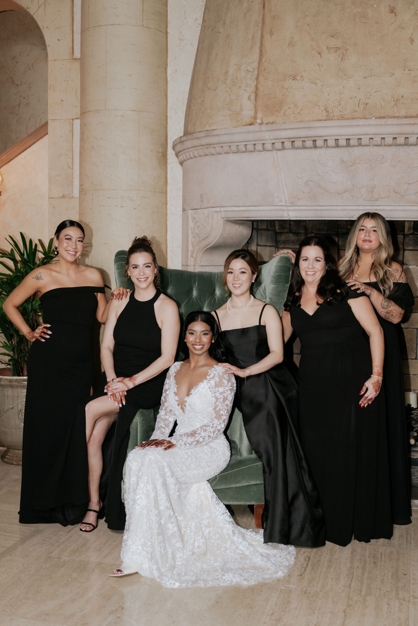 The bride with her bridesmaids