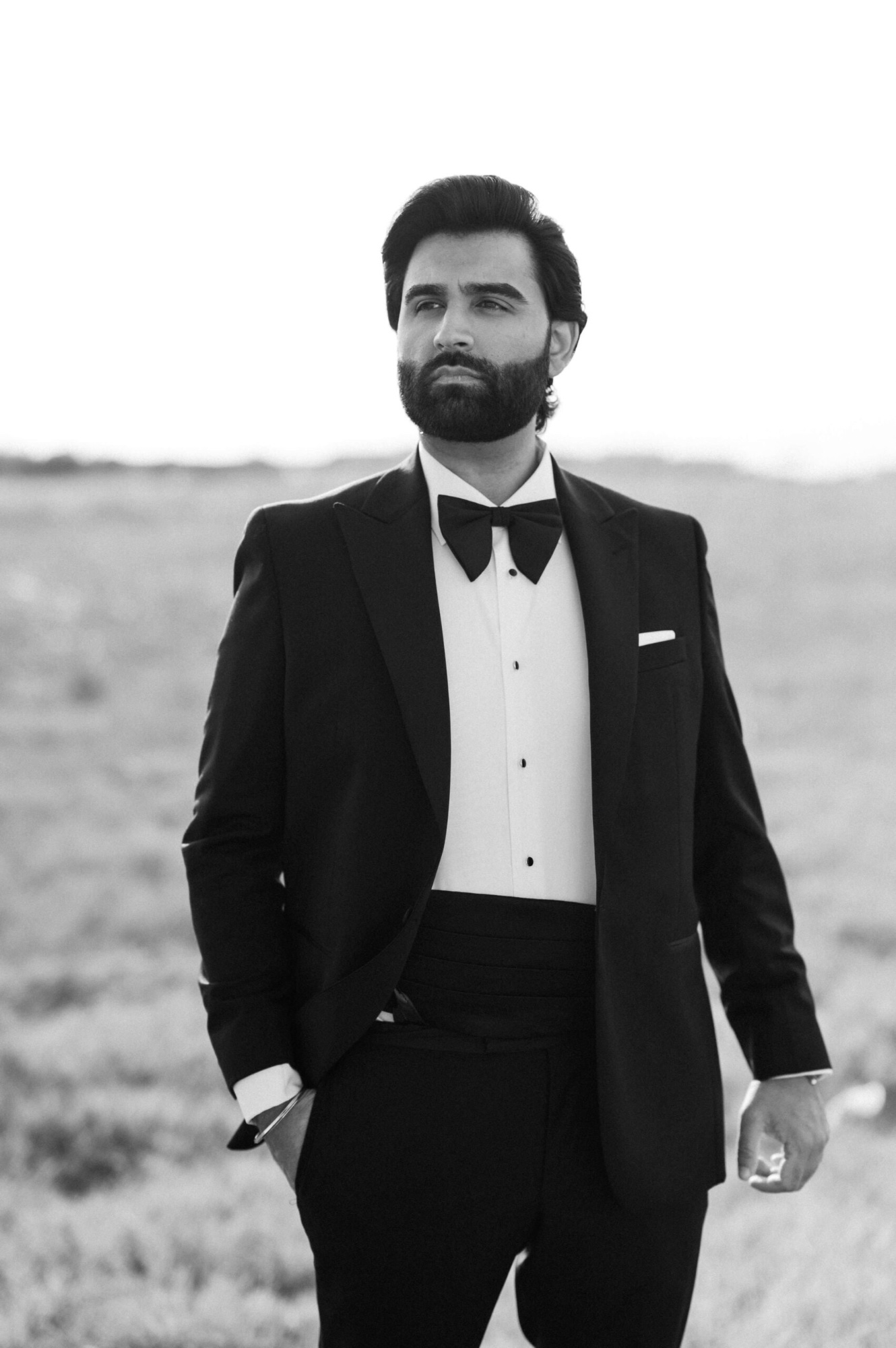 The groom in black and white